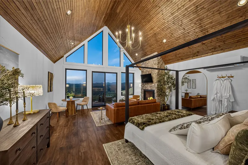 The great room in soft evening light